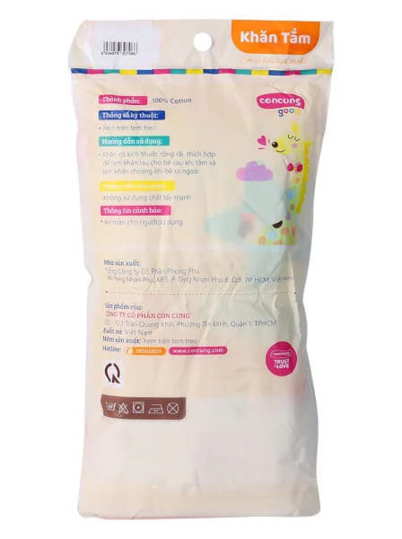 Khăn tắm cotton ConCung Good BM9T màu trắng