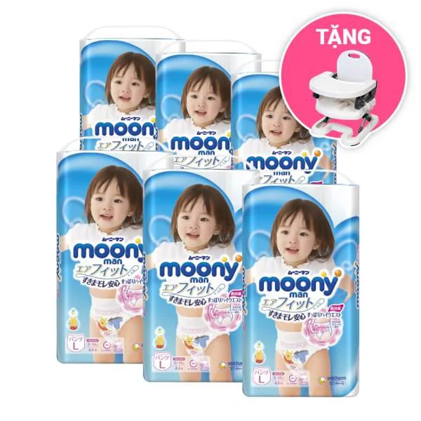Combo 2 Tã quần Moony L - bé gái, 9-14kg, 44 miếng