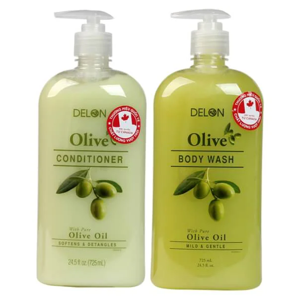 Combo Dầu Xả và Sữa Tắm Delon với tinh dầu Olive