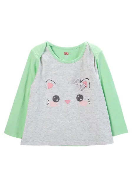 Bộ thun bé gái dài CF G129046 (Trắng)