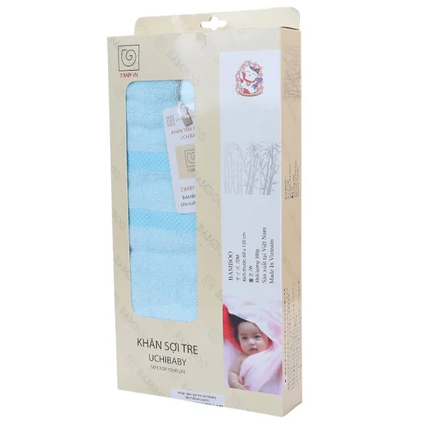Khăn tắm sợi tre Uchibaby 60x120cm (Xanh)
