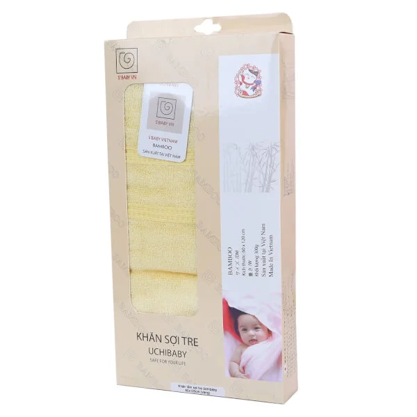 Khăn tắm sợi tre Uchibaby 60x120cm (Vàng)