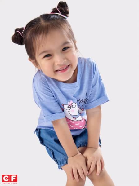 Áo thun bé gái tay ngắn CF G099022 Xanh
