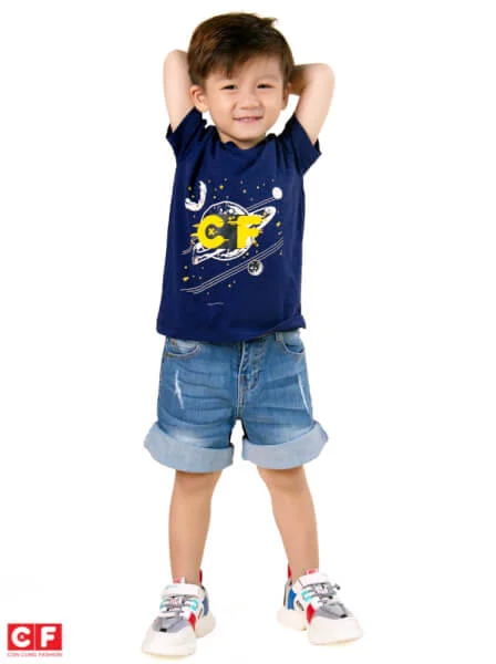 Áo thun bé trai tay ngắn CF B119004 Xanh đen
