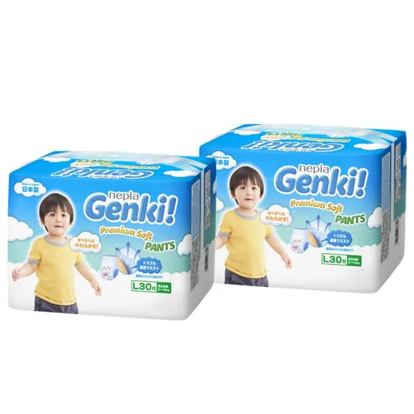 Combo 2 Gói Bỉm tã quần Genki size L 30 miếng (9-14kg)