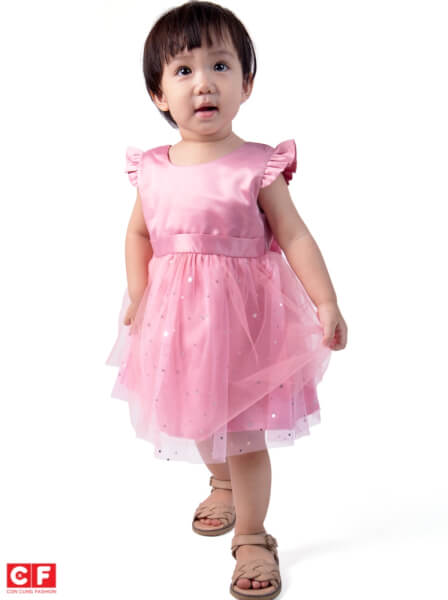 Đầm vải bé gái CF G119011 (9M,Hồng)