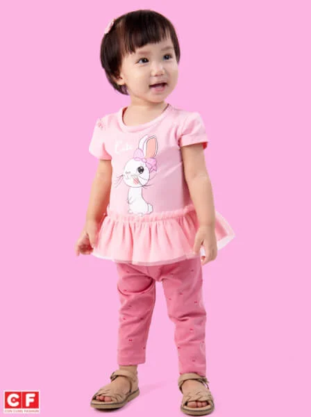 Áo thun bé gái tay ngắn CF G119004 (9M,Hồng)