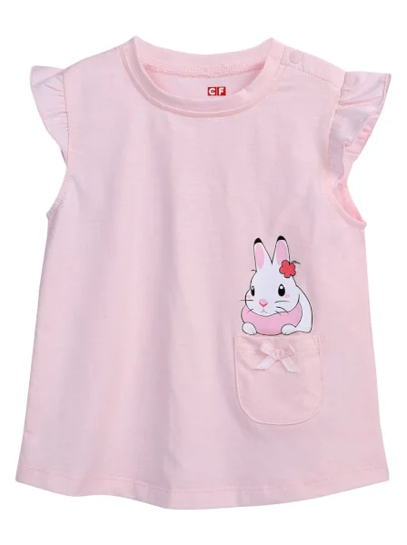 Áo thun bé gái sát nách CF G119017 Hồng