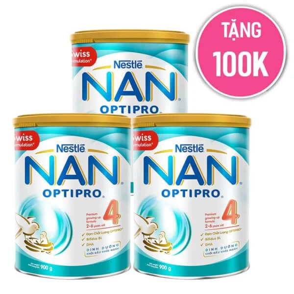Sữa bột Combo 3 Lon Nestle NAN Optipro 4, 900g