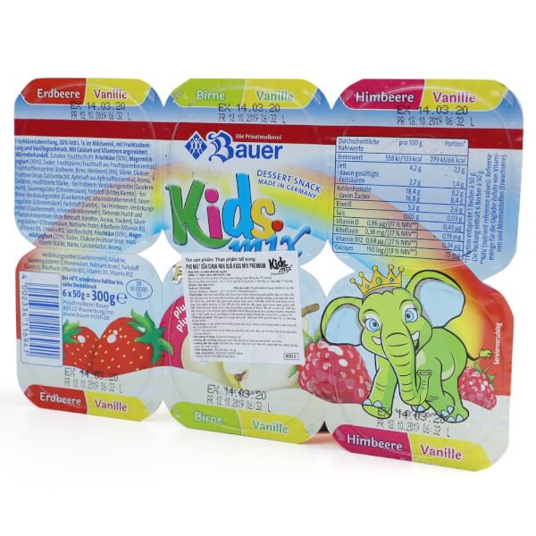 Pho mát sữa chua hoa quả Kids Mix Premium 50g - Lốc 6