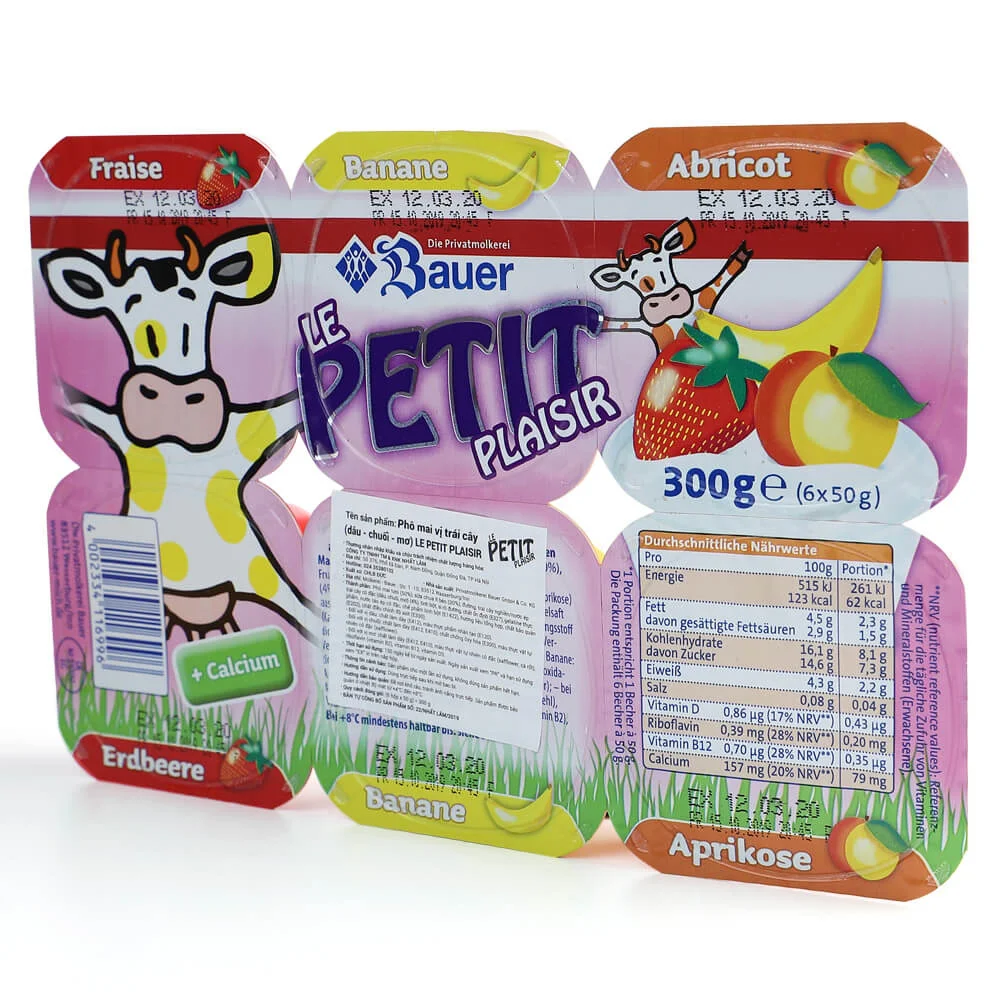 Phô mai vị trái cây ( dâu-chuối-mơ) Le Petit Plaisir 50g - Lốc 6