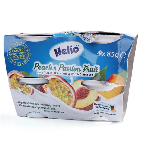 Sữa chua hoa quả Helio vị đào - chanh leo 85g - Lốc 4