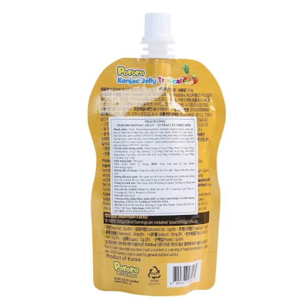 Thạch uống Pororo Konjac Jelly - Vị Trái Cây Nhiệt Đới
