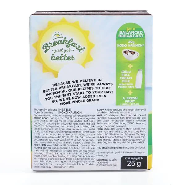 Thực phẩm bổ sung ngũ cốc ăn sáng Nestlé Koko Krunch 25g