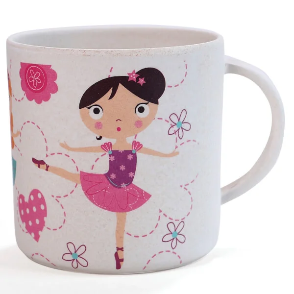 Ly uống nước sợi tre có tay cầm 350ml bé gái (DS21417BF, 7700)