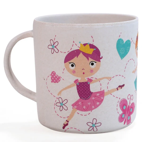 Ly uống nước sợi tre có tay cầm 350ml bé gái (DS21417BF, 7700)