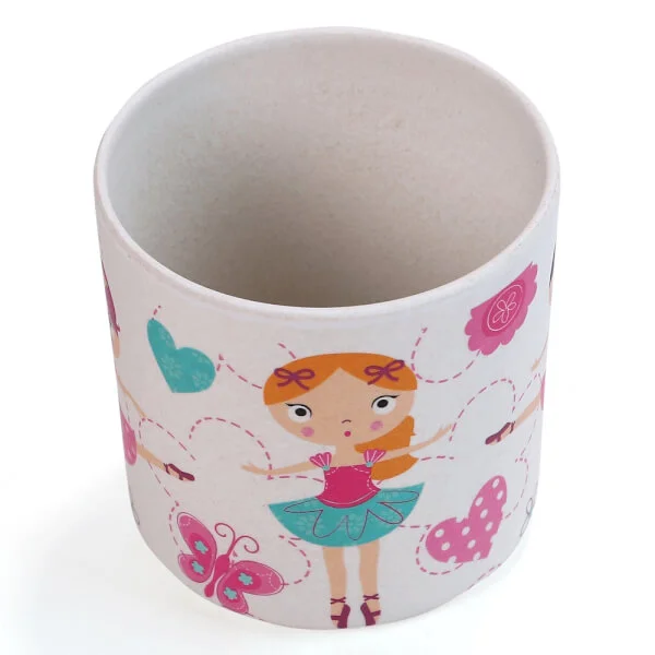 Ly uống nước sợi tre có tay cầm 350ml bé gái (DS21417BF, 7700)