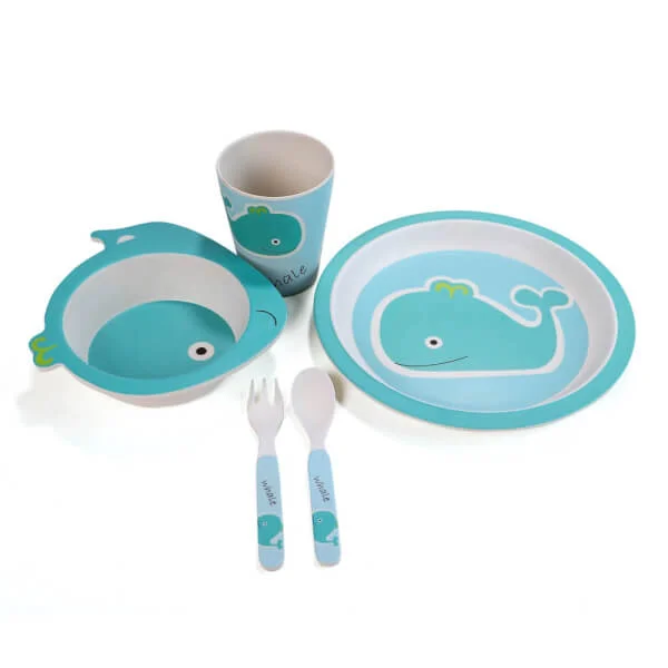 Bộ đồ dùng ăn uống sợi tre hình cá voi (DS50227BF(S/5), 7605)