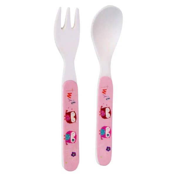 Bộ chén và muỗng nĩa sợi tre hình con cú (DS50529BF-FS, 7920)