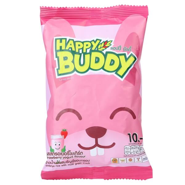 Bánh snack ngũ cốc Happy Buddy vị sữa chua dâu tây, 30g