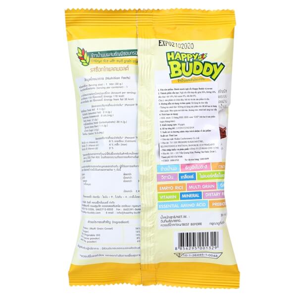 Bánh snack ngũ cốc Happy Buddy vị ca cao, 30g