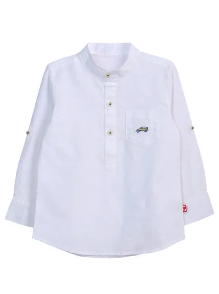 Áo vải bé trai tay dài CF B0120002 Trắng
