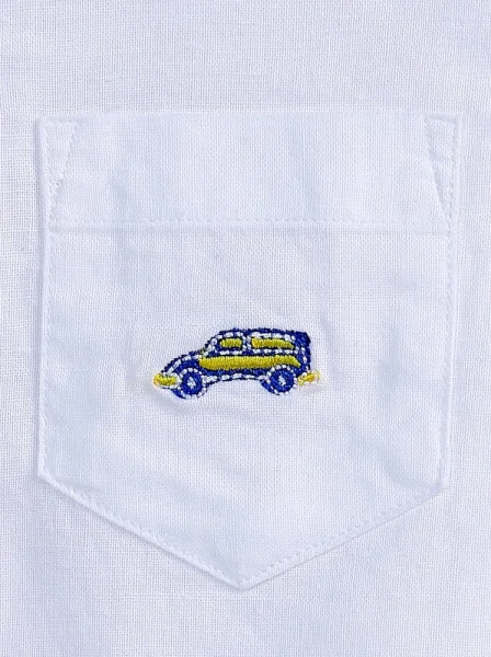 Áo vải bé trai tay dài CF B0120002 Trắng