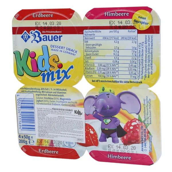 Combo 12 Phô Mai hoa quả Kids Mix Vị Dâu Mâm Xôi 50g - Lốc 4