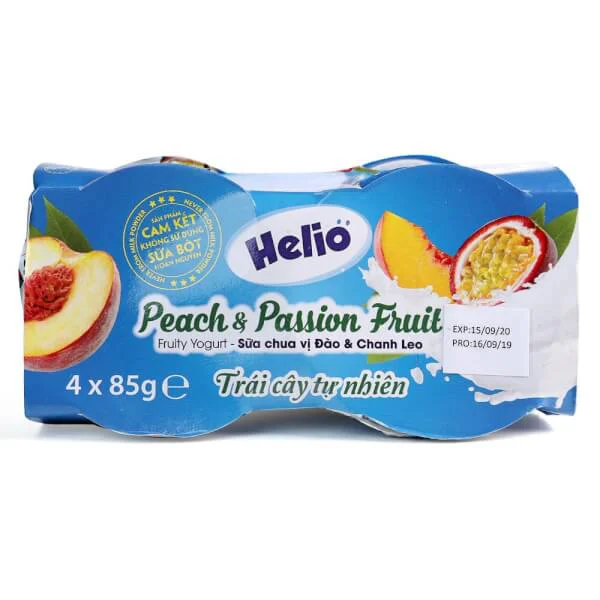 Combo 2 Sữa chua hoa quả Helio vị đào - chanh leo 85g - Lốc 4