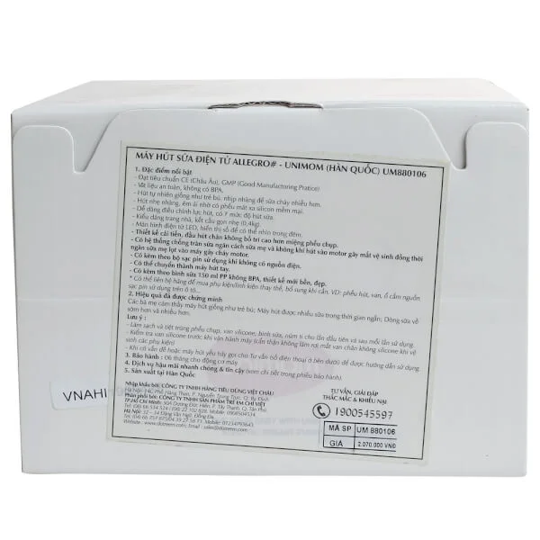 Máy hút sữa điện đơn có matxa Unimom Allegro UM880106