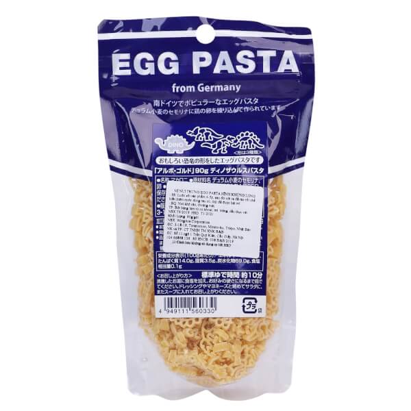 Mì nui trứng Egg Pasta hình khủng long 90g