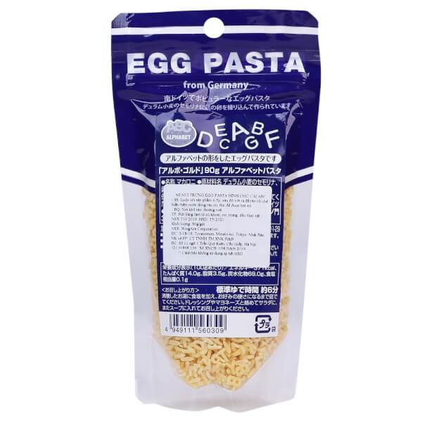 Mì nui trứng Egg Pasta hình chữ cái ABC 90g