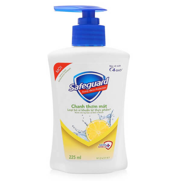 Nước rửa tay diệt khuẩn SafeGuard Hương Chanh Thơm Mát 225ml
