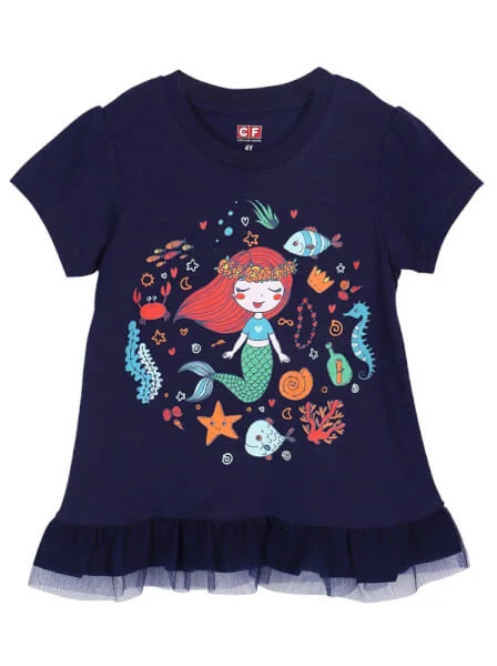 Áo thun bé gái tay ngắn CF G0220012 Xanh Navi