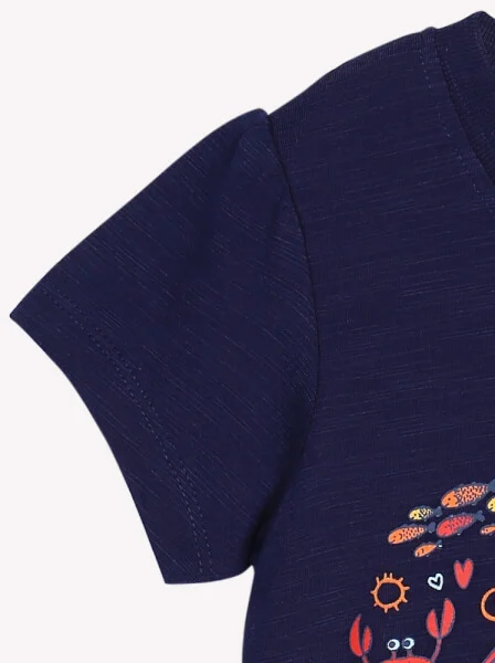 Áo thun bé gái tay ngắn CF G0220012 Xanh Navi