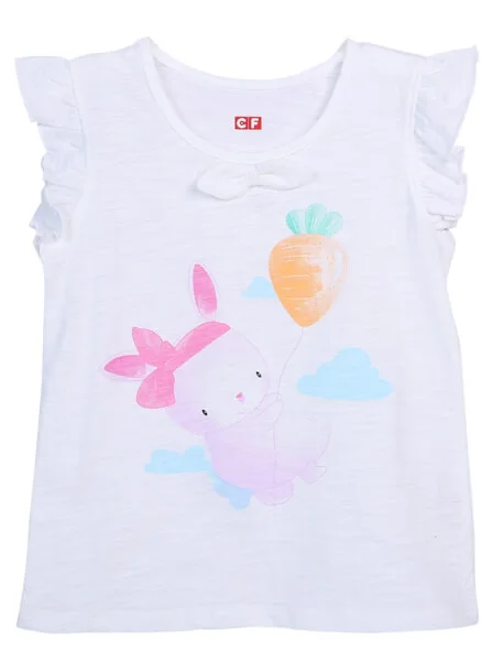 Áo thun bé gái tay ngắn CF G0320026 (2Y,Trắng)