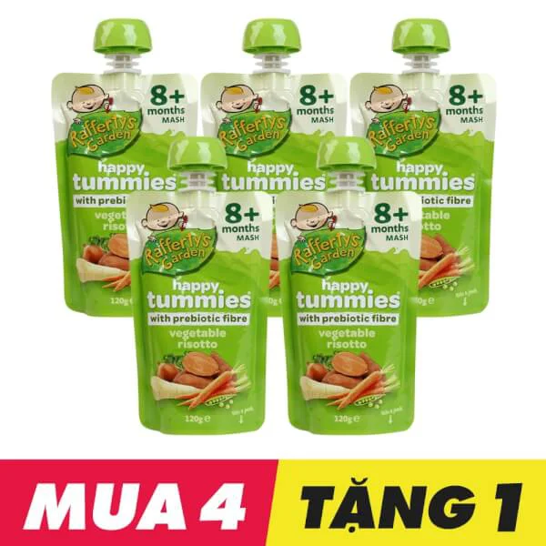 Combo 4 Cơm Ý Risotto Rau Củ Happy Tummies Rafferty’s Garden tặng 1 cơm ý cùng loại