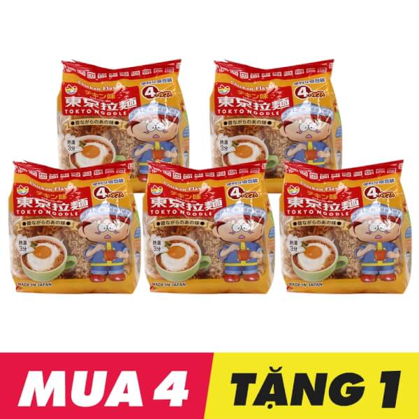 Combo 4 Mì ăn liền Tokyo Noodle tặng 1 mì cùng loại