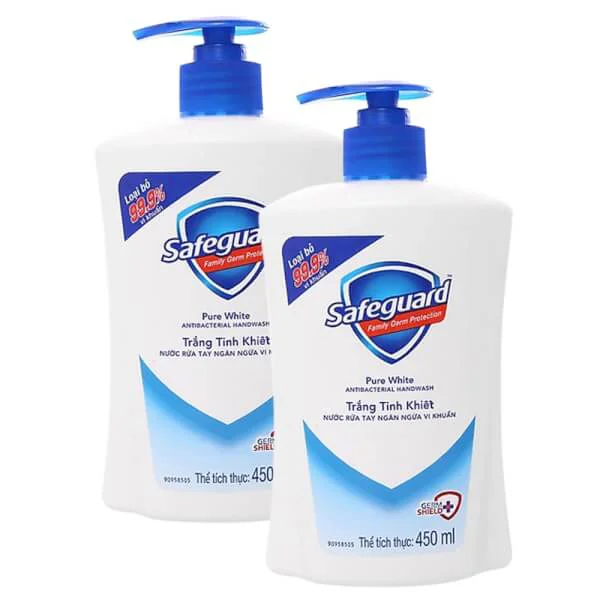 Bộ 2 Nước rửa tay diệt khuẩn SafeGuard Trắng Tinh Khiết 450ml