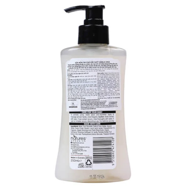 Sữa rửa tay cao cấp Soft Vanila Shea Organic care 250ml