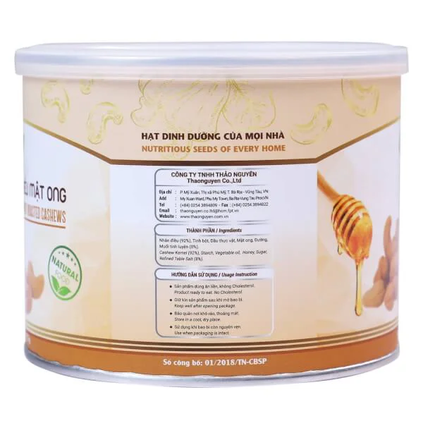 Nhân điều mật ong lon