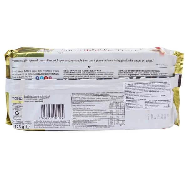 Bánh Puff Pastry nhân kem sô cô la Millefoglie Ditalia Bocconcini 125g - Millefoglie D