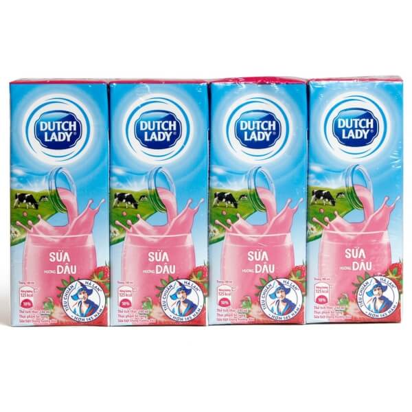 Thùng Sữa tiệt trùng hương dâu Dutch Lady 180ml  - 12 lốc