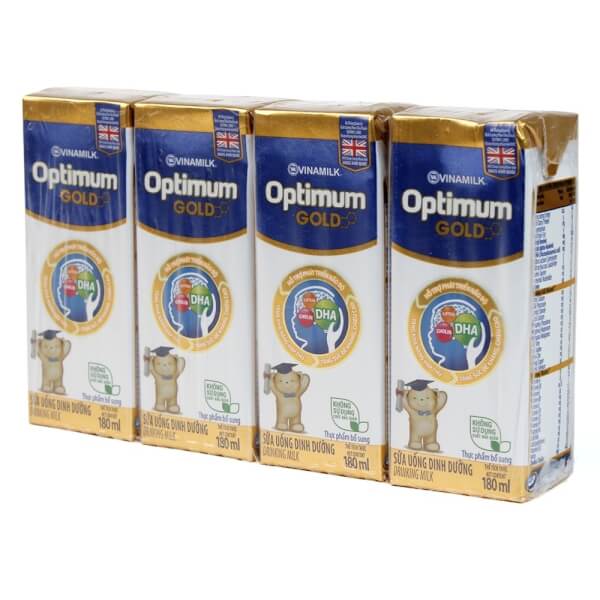 Thùng sữa uống dinh dưỡng Optimum Gold 180ml (Lốc 4 hộp)