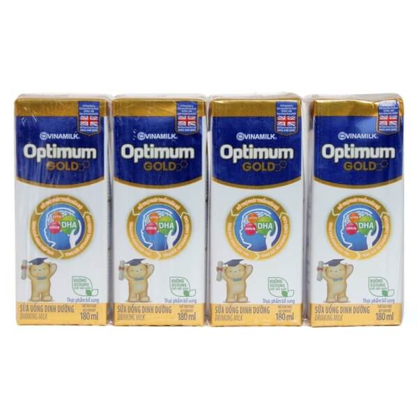 Thùng sữa uống dinh dưỡng Optimum Gold 180ml (Lốc 4 hộp)