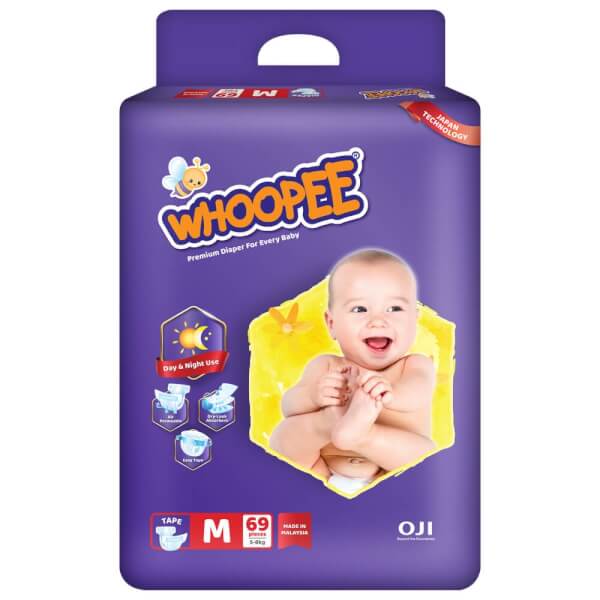 Combo 2 gói Bỉm tã dán Whoopee size M 69 miếng (5-8kg)