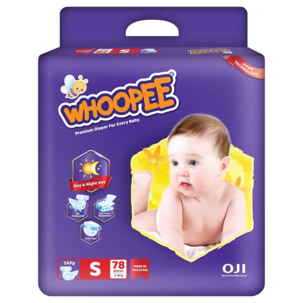 Combo 3 gói Bỉm tã dán Whoopee size S 78 miếng (3-6kg)