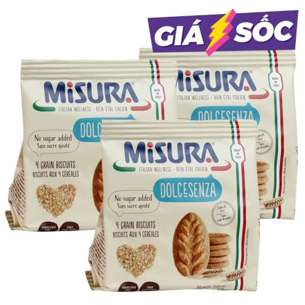 Combo 2 Bánh qui 4 loại ngũ cốc Misura 120g - Misura Dolcesenza 4 Grain Biscuits 120g- Mua 2 tặng 1