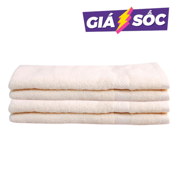 Bộ 2 Khăn tắm cotton ConCung Good (Trắng Kem)