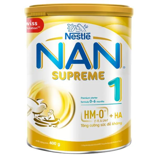 Combo 2 lon Sữa Nan Supreme 1 (2HMO) 400g (0-6 tháng)